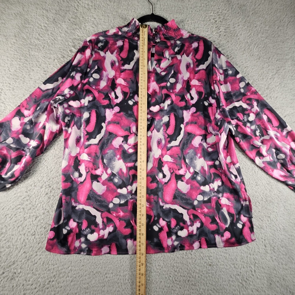 Ming‎ Wang Mock Neck Top Womens L Geometric LS Officecore Career Wear Corpcore - Picture 9 of 13